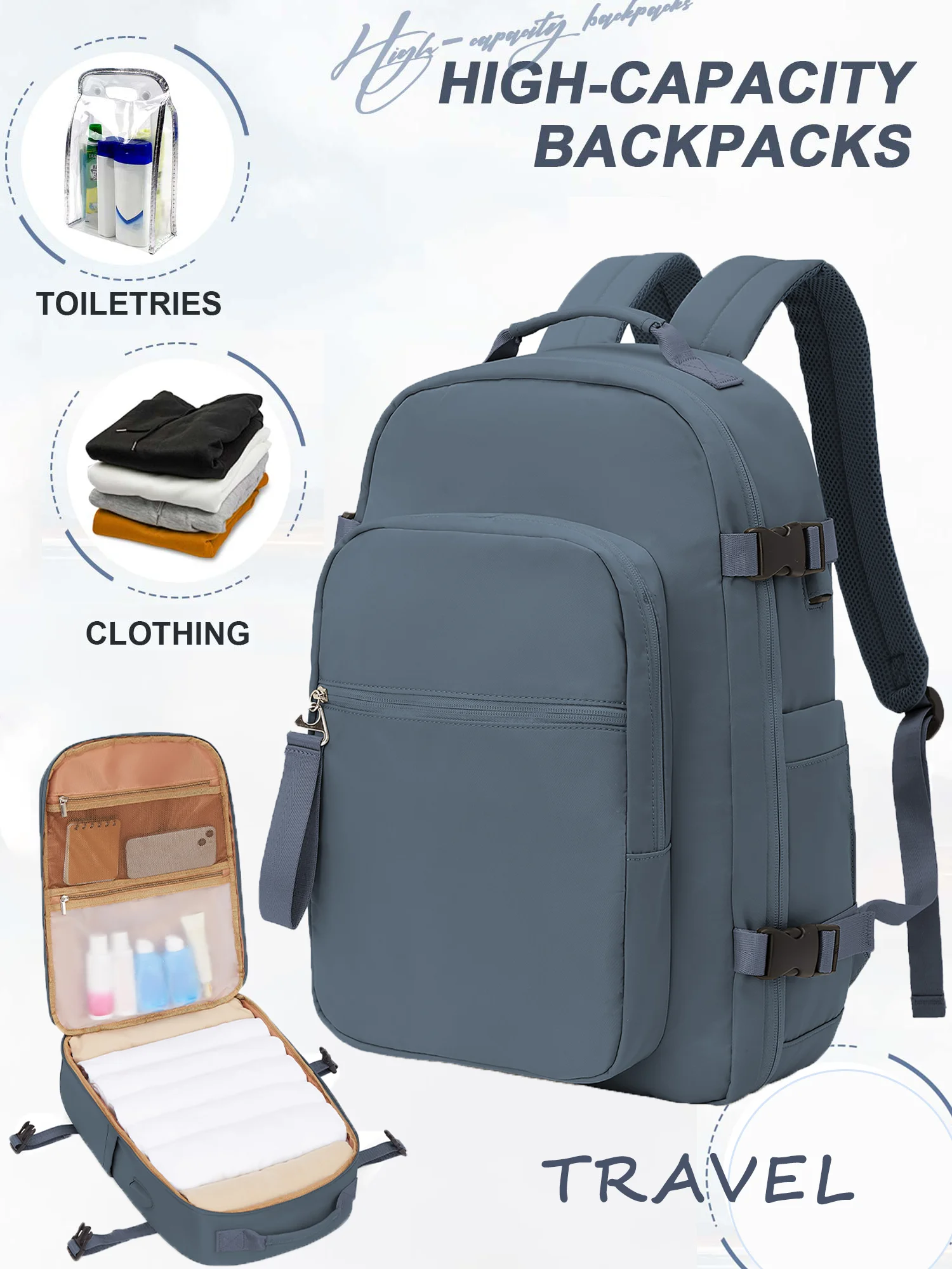

Travel Backpack, Large Carry On Hiking Backpack, Waterproof Luggage Airplane Backpack for Women Men , 15.6 Inch Laptop Backpacks