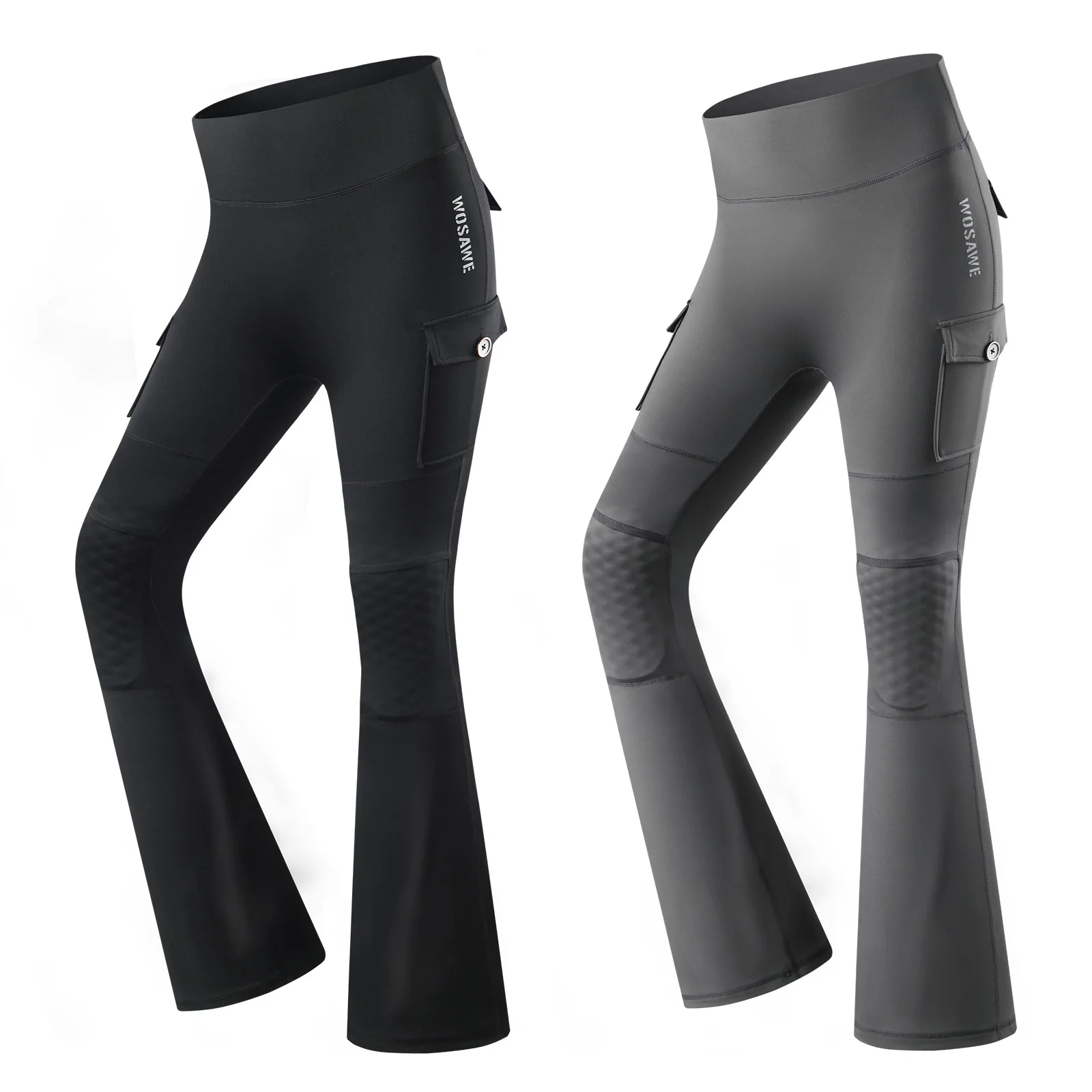 WOSAWE Pantaloni da moto da donna con ginocchiere CE Leggings svasati da motocross Hip Lift Allenamento Bootcut Lady Pantaloni da yoga per il controllo della pancia