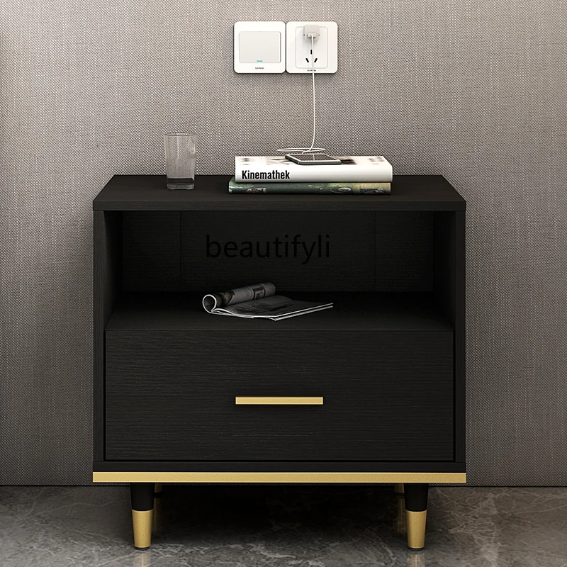 LZZ Small Apartment Bedroom Post-Modern Bedside Cabinet Living Room Black Sofa Small Side Cabinet