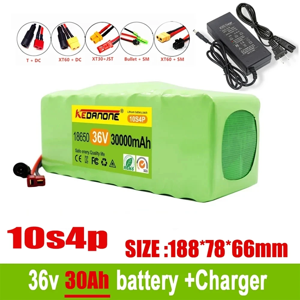 

Original 36v 30Ah 10S4P High Capacity 42V 18650 Lithium Battery Pack 30000mAh Electric Bicycle Scooter with BMS XT60 Plug 15 Bes