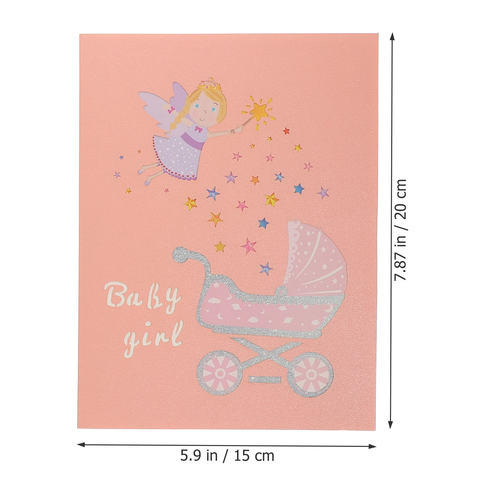 

Baby Carriage Gift Greeting Card 3D Birthday Card Pink Baby Shower Blessing Cards Birthday Blessing Cards for Kids Newborn