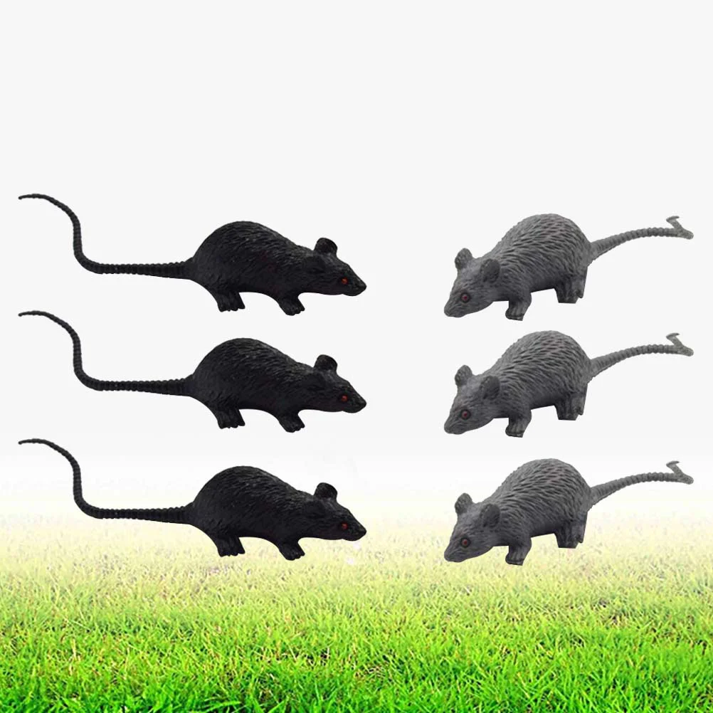 6 Pcs New Peculiar Simulation Mini Mouse Model Realistic Terror Mouse Figurines Small Fake Mouse Novelty Toy Kids' Halloween Toy