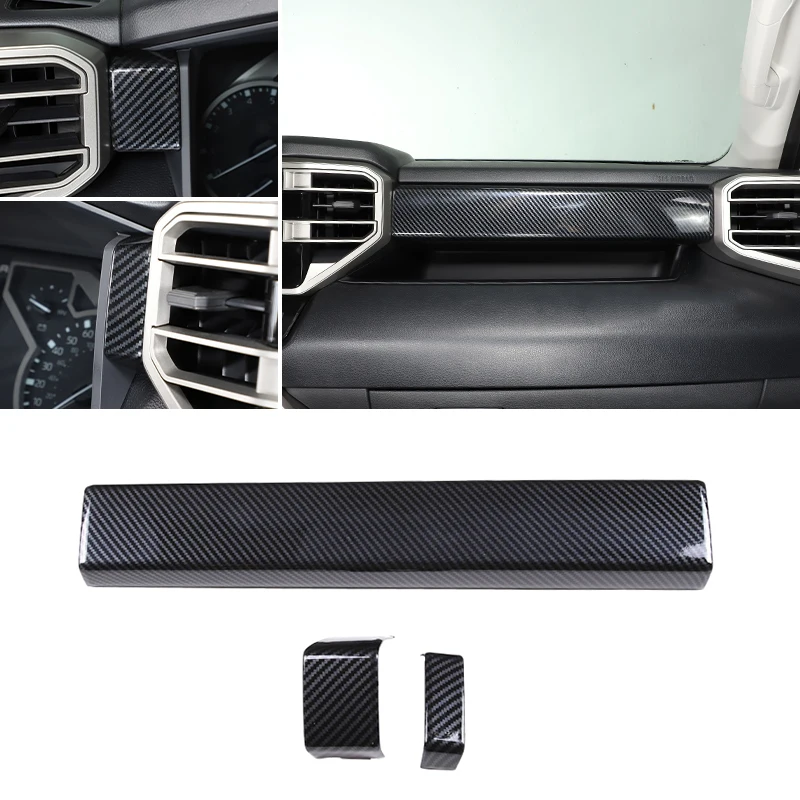 

ABS Carbon Fiber Style Car Center Console Dashboard Panel Cover Trim Strips For Toyota Tundra 2022-2023 Interior Accessories