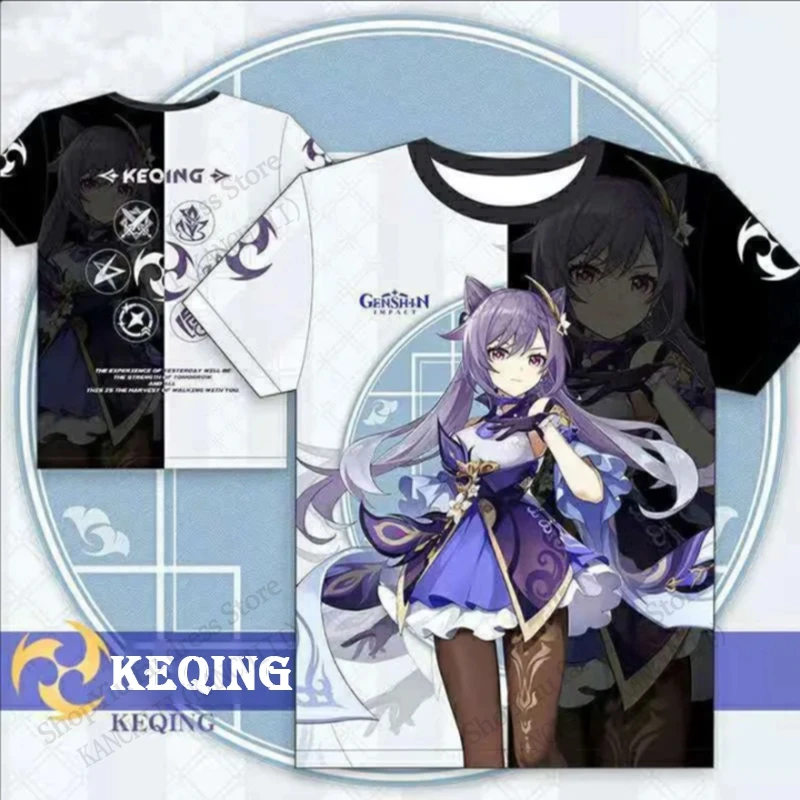 Fille Sexy T-shirt Anime Genshin Impact HUTAO Keqing Diluc impression 3D T-shirt hommes femmes mode à manches courtes T-shirt enfants hauts t-shirts