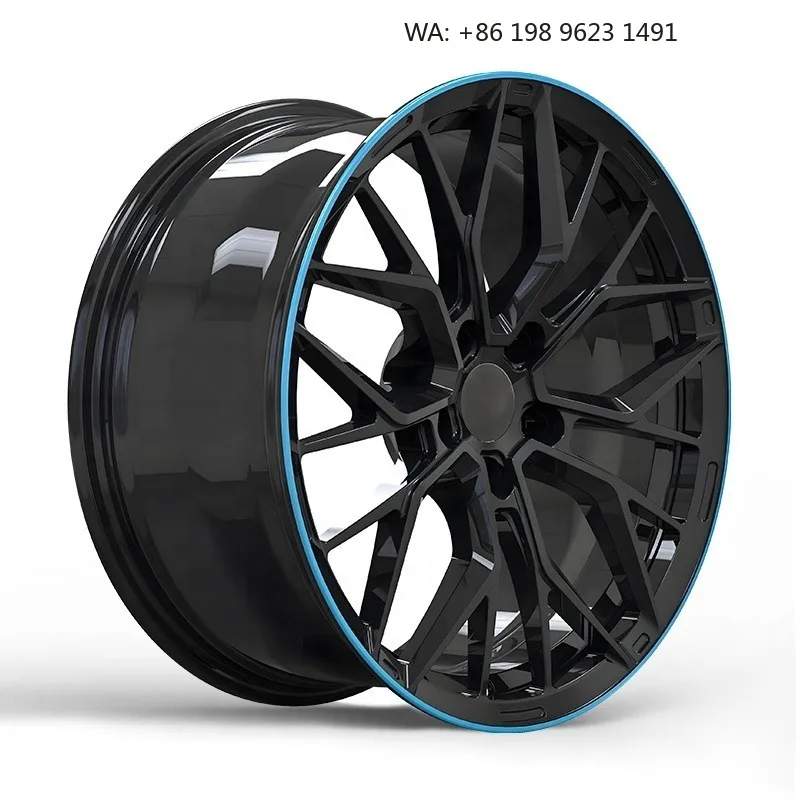 High-end customized deep concave forged alloy wheel hub, multi-inch single-piece sport rims, 5×3 PCD, gold polished finish