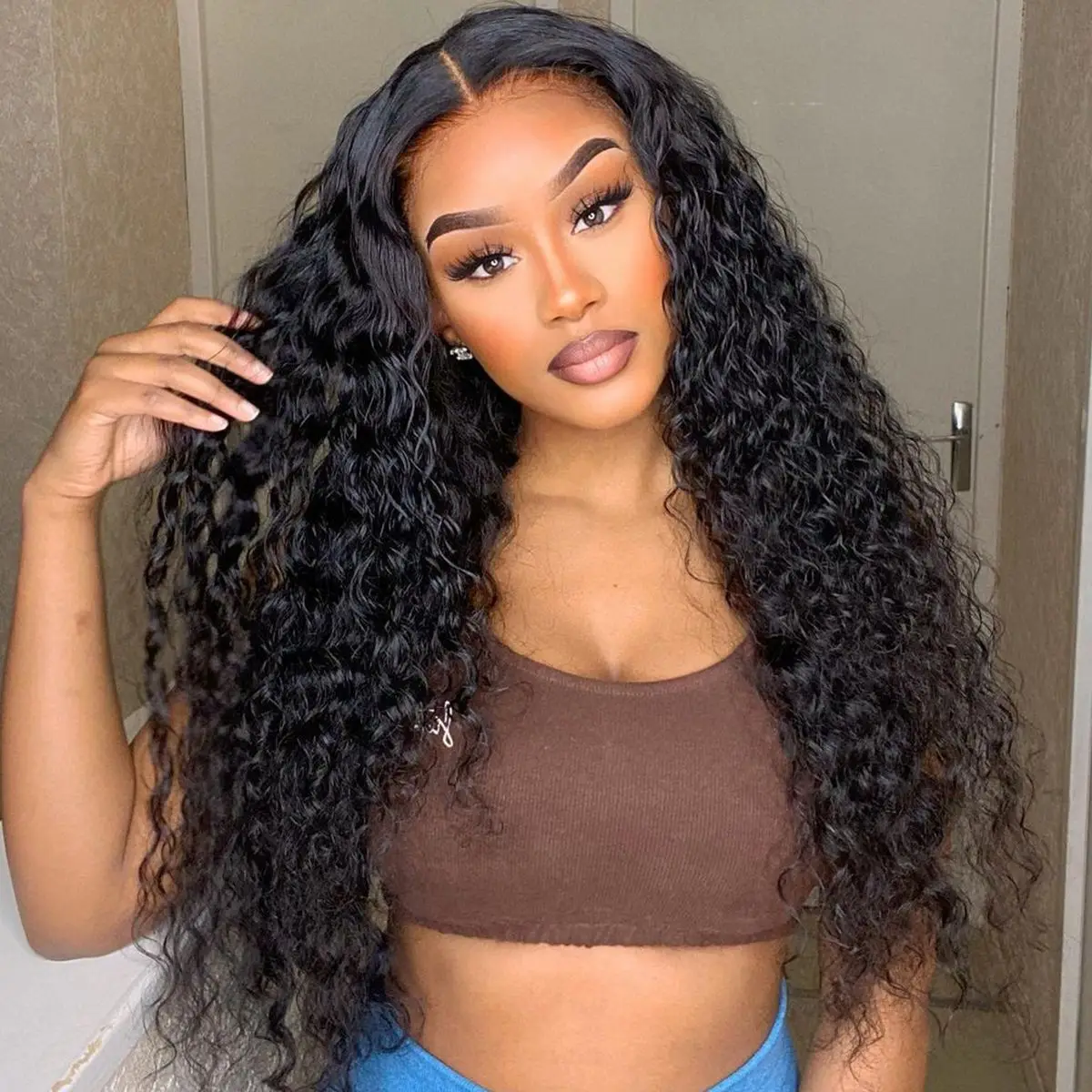 

13x6 Hd Transparent Deep Wave Frontal Wig Curly Lace Front Human Hair Wigs For Women Wet And Wavy 4x4 Water Closure Wig