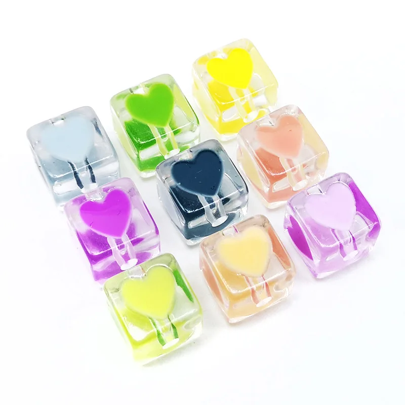 

New acrylic printing square bead hair accessories material beads beaded bracelet trend diy jewelry