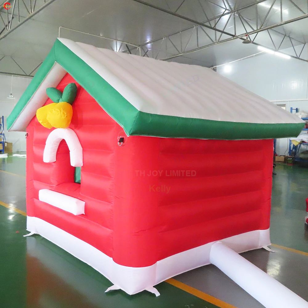 Transporte aéreo rápido 4x3m casa de natal inflável explodir tenda inflável da grotto do papai noel ao ar livre para o shopping