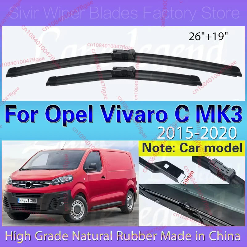

Car Windshield Wiper Blades Fit For Opel Vivaro C MK3 2015-2020 Wiper Blades Soft Rubber Auto Front Windscreen Rain Brush 26"19"