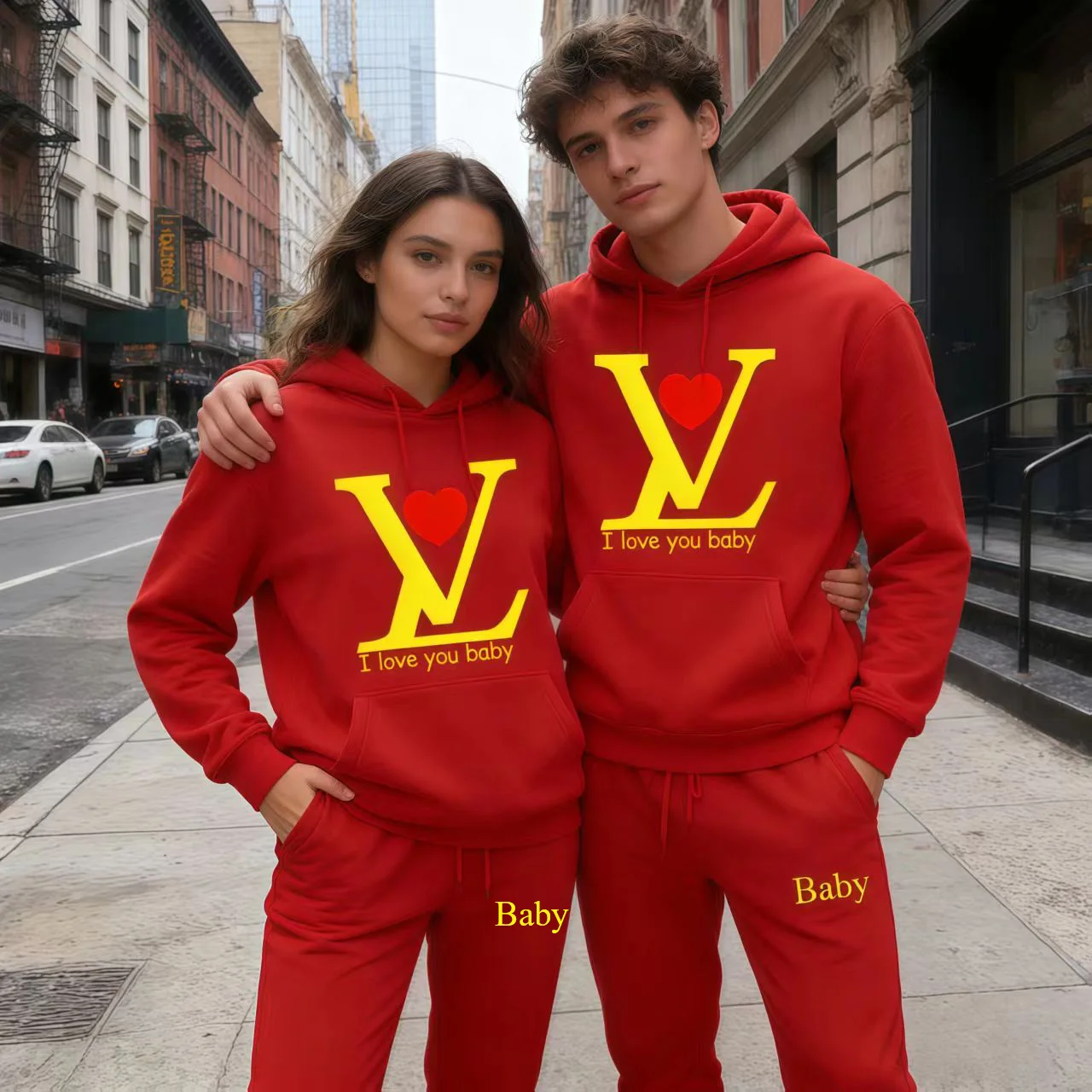 

Couple set sweatshirt and pants style, sports sweatshirt and pants set, casual multi-purpose hooded sweatshirt and pants set