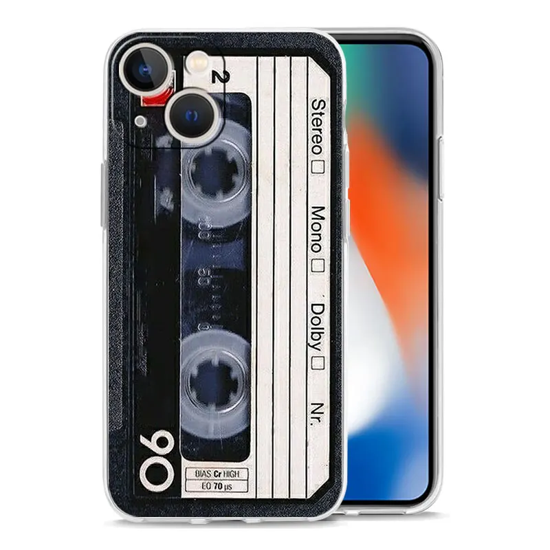 Luxury Case For iPhone 15 14 13 12 11 Pro Max X Xs XR 7 8 Plus Bumper Phone Cases Clear TPU Cover Camera Radio tape Cassette