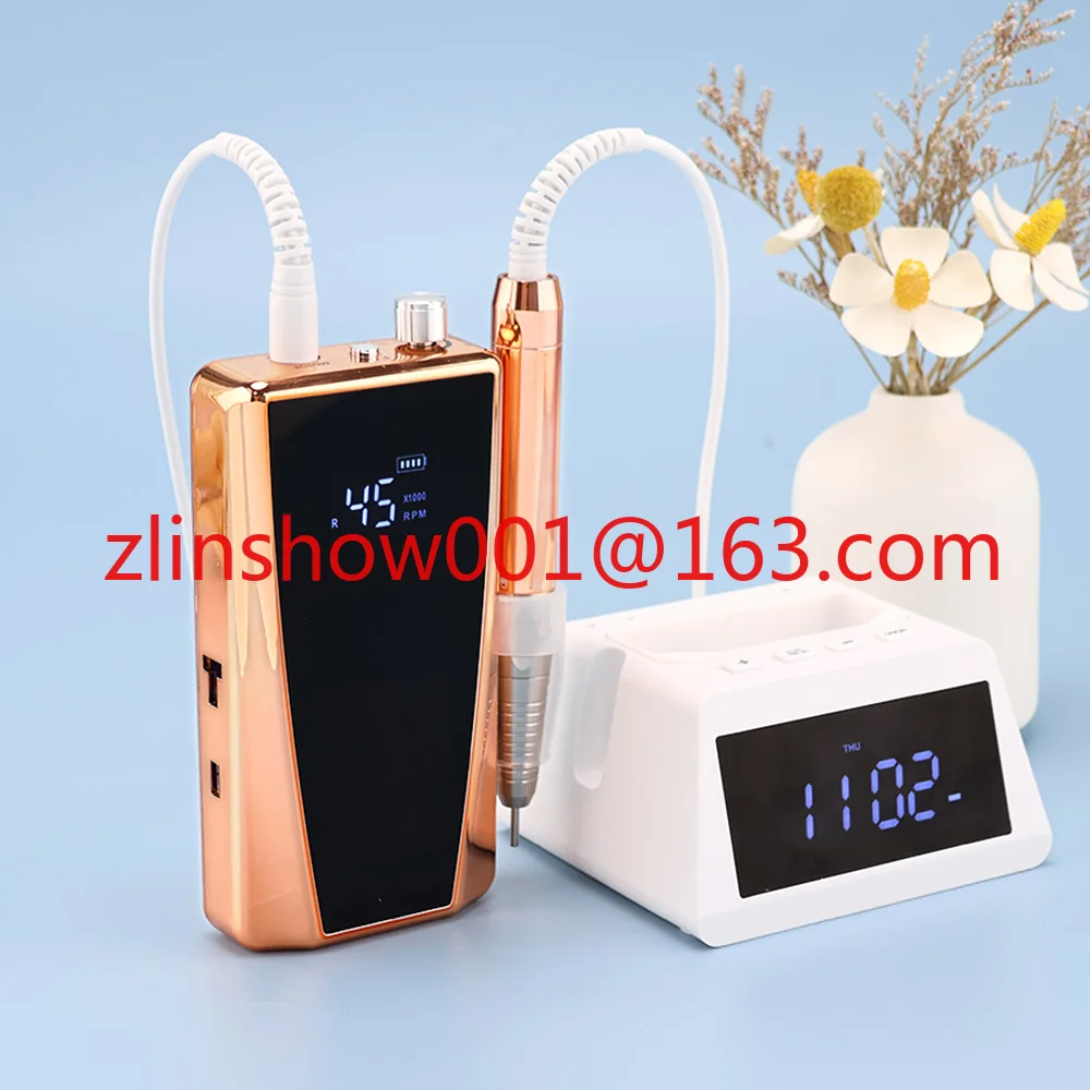 

High Speed Wireless Nails Black Color 45000 Rpm Portable Desktop Rechargeable 45000rpm Brushless E-file Nail Drill Machine