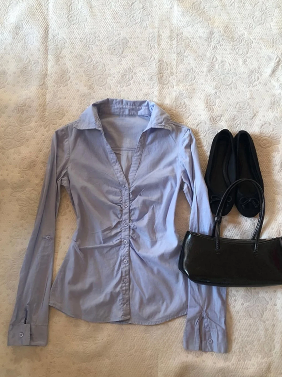 Top da donna lungo vintage blu Sve irt originale retrò Sle Slim Fit V Ne misto cotone traspirante e confortevole