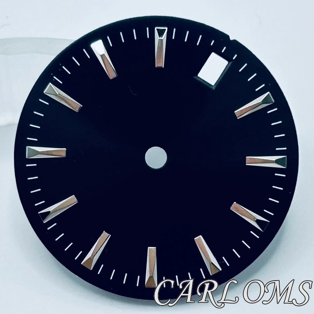 TOP 28.5mm NH35 NH36 4R35 4R36 Silver Black Gray Sterile Watch Dial Date Movement Fit 3 O'clock 3.8 O'clock Crown