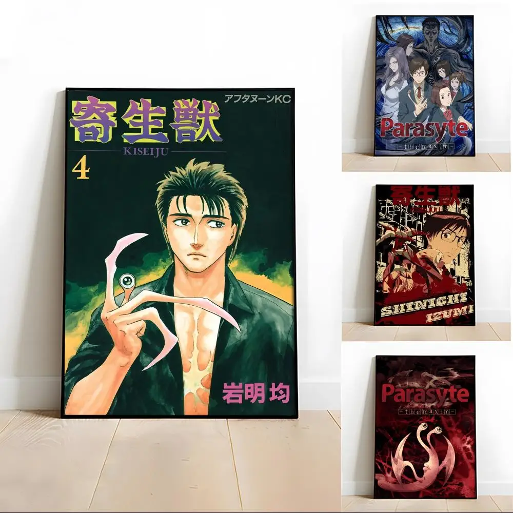 

Классический аниме-постер P-Parasyte, каллиграфия, безрамный холст, настенное искусство, HD-печать, современный эстетичный декор для дома, подарок