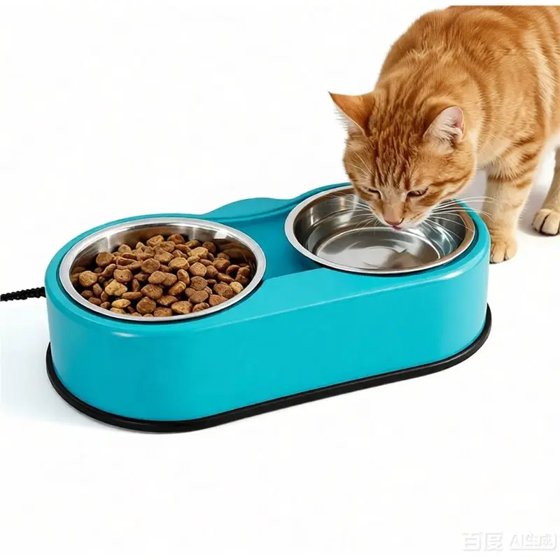 

【LAST CHANCE】Heated Cat Food & Water Bowls For Outside Pets,2 Stainless Steel Heated Cat Bowl 24 OZ Each,For Outside Cat Dog Bir