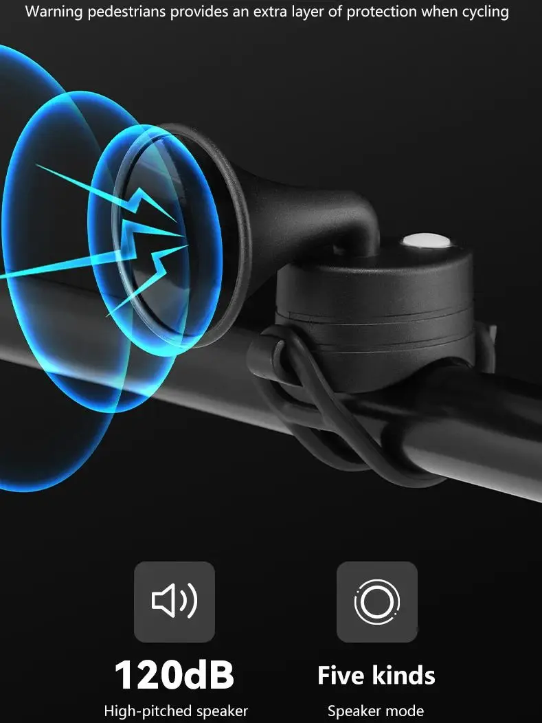 AliExpress cycle zone Electric Bike Horn Bell Cycling Warning Safety MTB Road Bicycle Ring Bell Type-C Chargeable 5 Modes Loud Speaker for Adult Kid