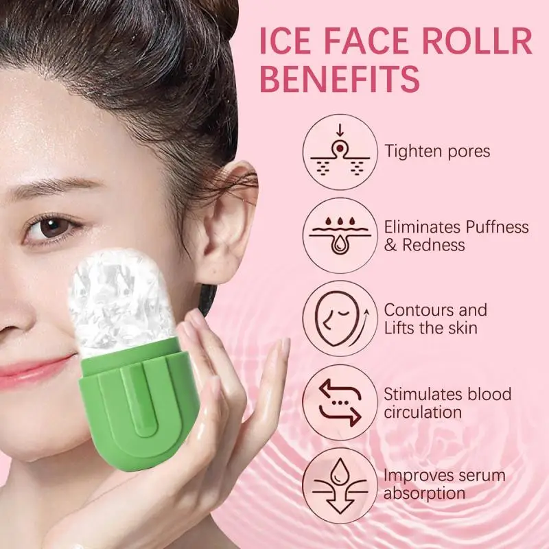 Facial Cold Compress Ice Roller For Face And Eyes Beauty Massage Silicone Ice Mold Cooling And Firming Facial Skin Care Tool