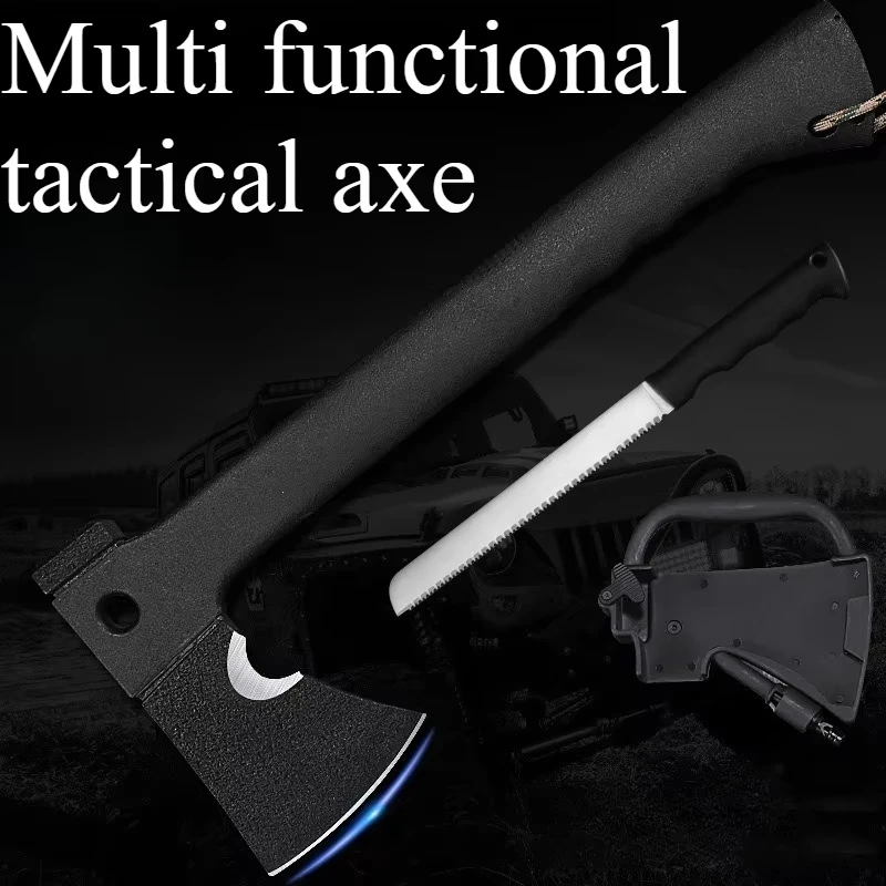 Outdoor Multifunctional Tactical Axe with Saw Camping Equipment Mountain Axe Multi-purpose Logging Axe Emergency EDC Tool