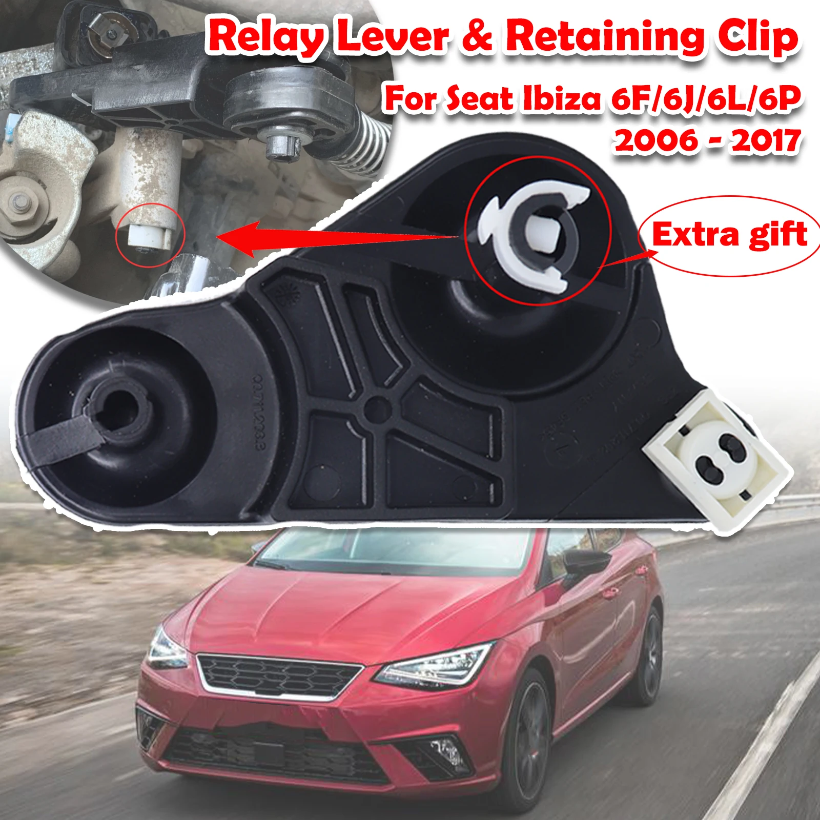 Relay Lever & Retaining Clip For Seat Ibiza 6F/6J/6L/6P Manual Gearstick Shifter Selector Linkage End Bracket Replacement Part