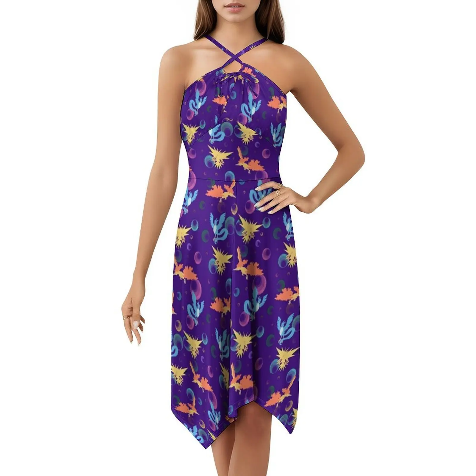 فستان أسطوري من Bird Buddies مزين بالزهور للنساء للربيع والصيف فستان كاجوال للحفلات أنواع الجليد الأسطورية أنواع النار #5