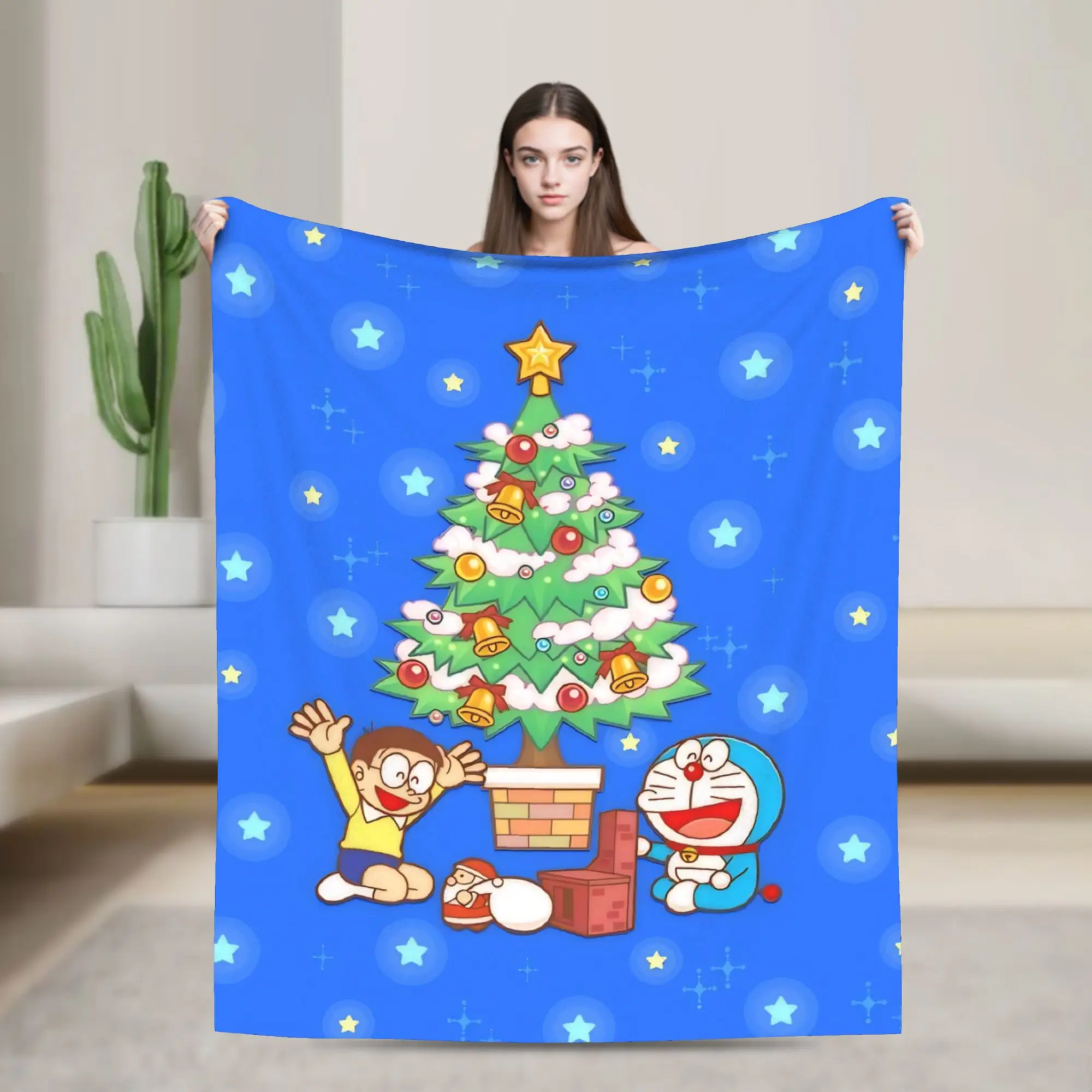 D-Doraemons Anime Cat Flannel Throw Blankets  Blanket for Home Office Soft Bedroom Quilt