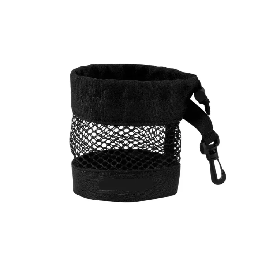 حقيبة كرة جولف سوداء، مع شبكة نايلون عالية الجودة ومشبك بلاستيكي معلق، مريحة للتعليق على حقيبة الجولف