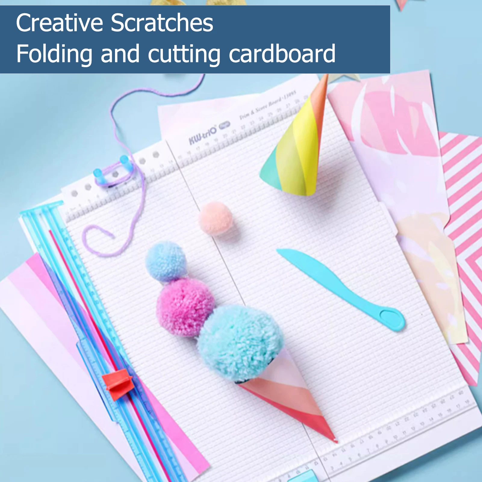 Placa de pontuação 7 em 1 para aparador de papel KW-trio 13095, lâminas de corte de papel artesanal, ferramenta de pontuação com dobramento de papel para fazer fotos