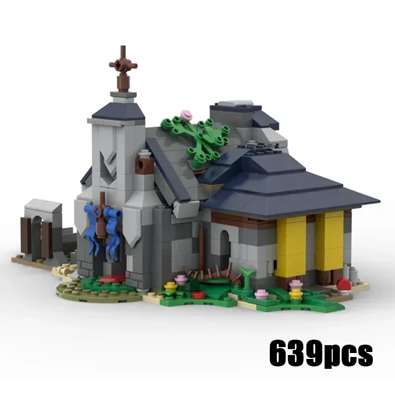 

Moc Building Blocks Medieval Olden Chapel Model Technology Brick DIY Assembly Modular Street View Toy Children Holiday Gift