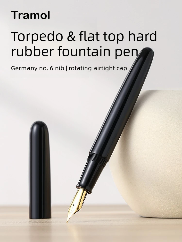 

Ручка-фонтан Tramol из твердой резины, черная, импортная, корпус из твердой резины Jowo # 6 позолоченных ручек для школы и офиса, канцелярские принадлежности