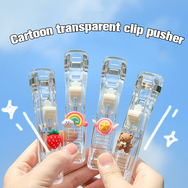 Hand Paper Clipper With Refills Metal Stapler Paper Clips For Document Binding Stationery