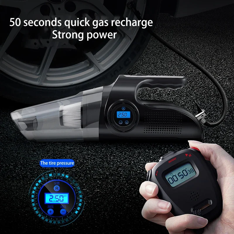 Car Mounted Vacuum Cleaner  Car Inflation Pump  Handheld High Suction Dry and Wet Dual purpose Four in One Vacuum Cleaner