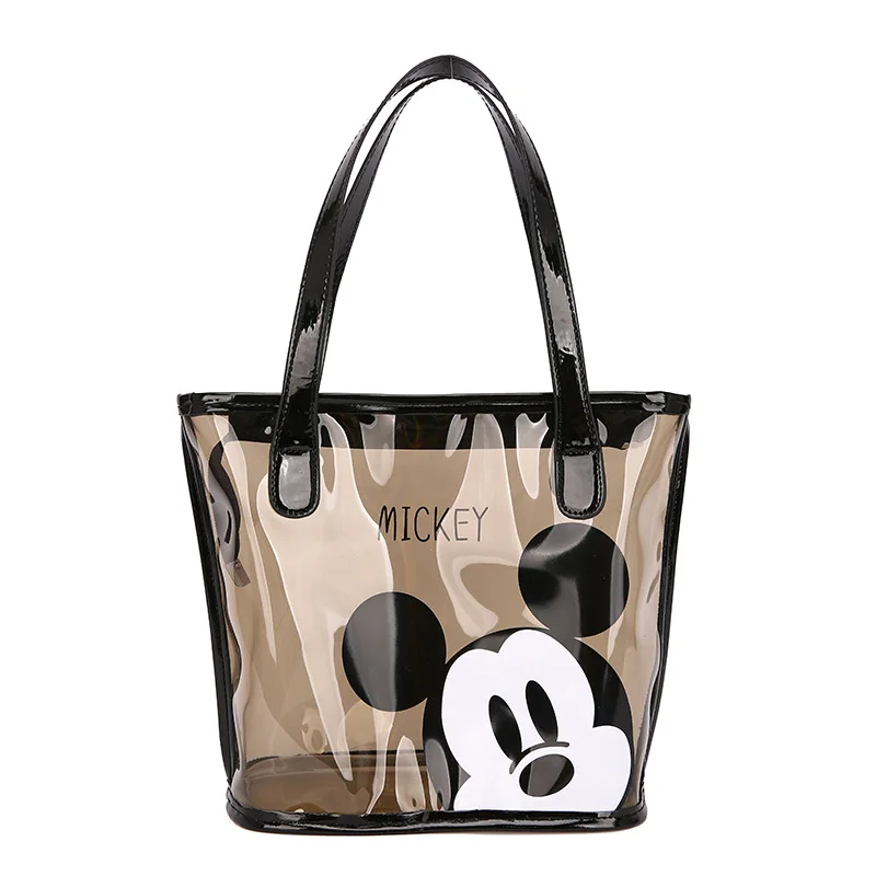 Disney Mickey Mouse Lady Transparent Handbag Cartoon Fashion Minnie Cute Tote Shoulder Bag Shopping Casual Kids Girls Gifts