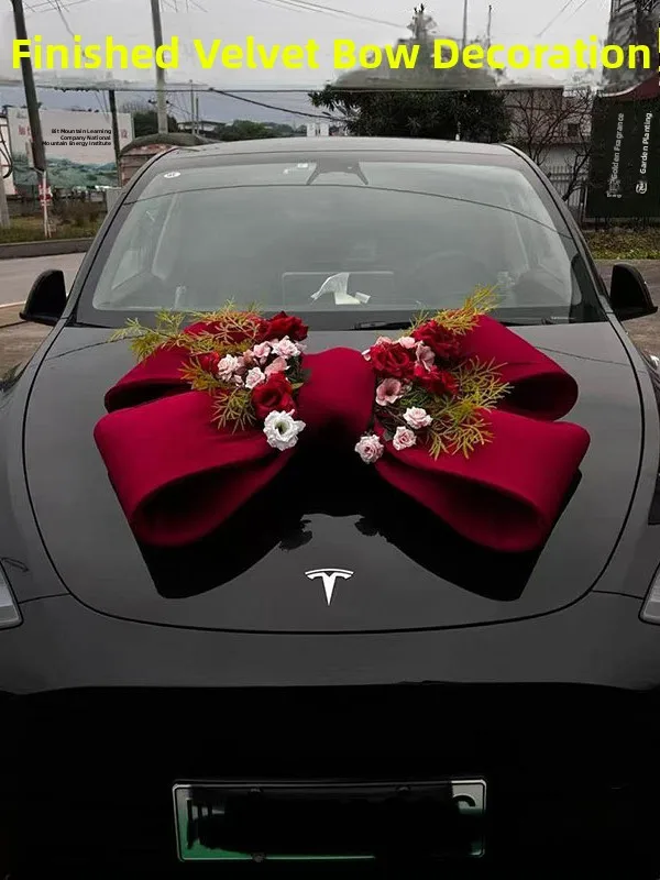 

Wedding Car Decorative Velvet Head Flower Adornments Chinese Style New Year Festive Accessories Carriage Ornaments