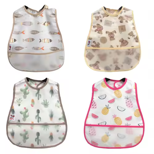 2023New Cartoon Pattern EVA Waterproof Pocket Lunch Feeding Bibs Adjustable Baby Bibs Cute Children Baby Apron Kids Burp Cloths - Image 3