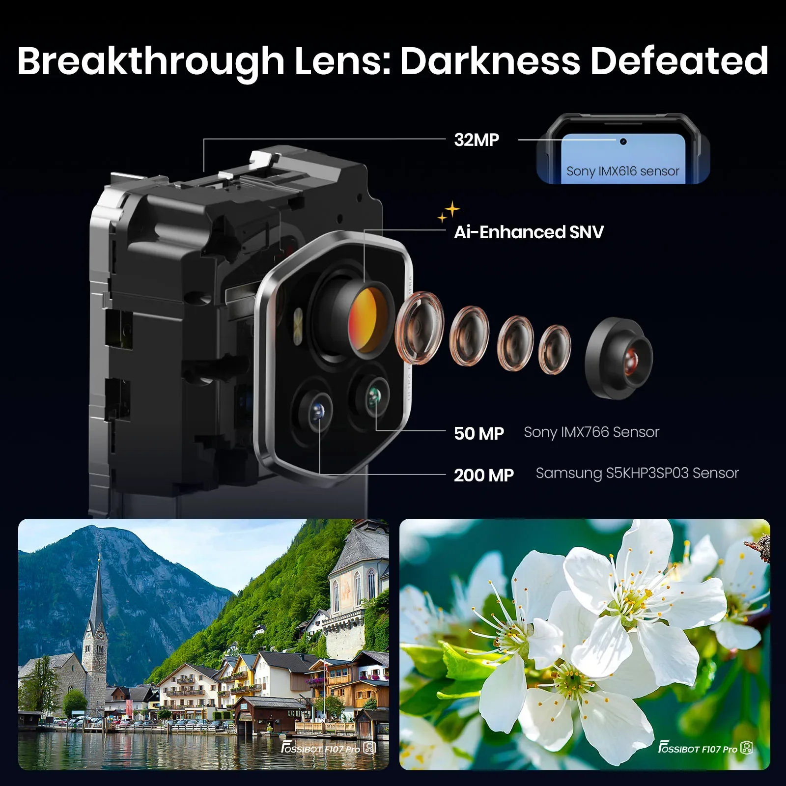 FOSSiBOT F107 PRO 5G Rugged Smartphone Android 15 6.95" FHD+ 12GB+512GB Mobile Phone 28000mAh Starlight Night Version 66W NFC