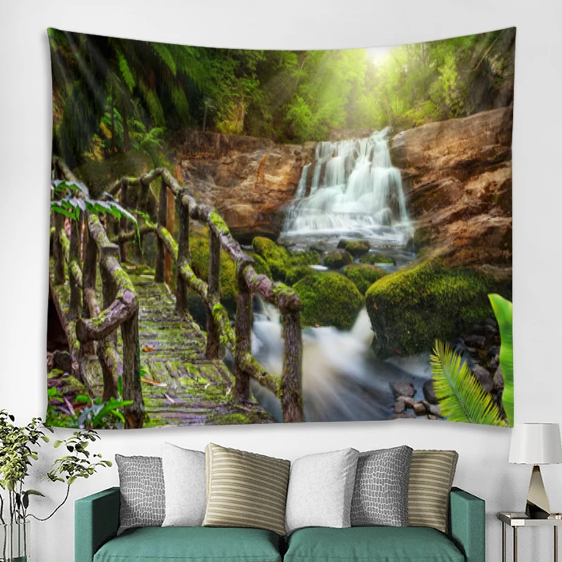 Beautiful scenery forest  art blanket curtains hanging in the bedroom living room decorative tapestry