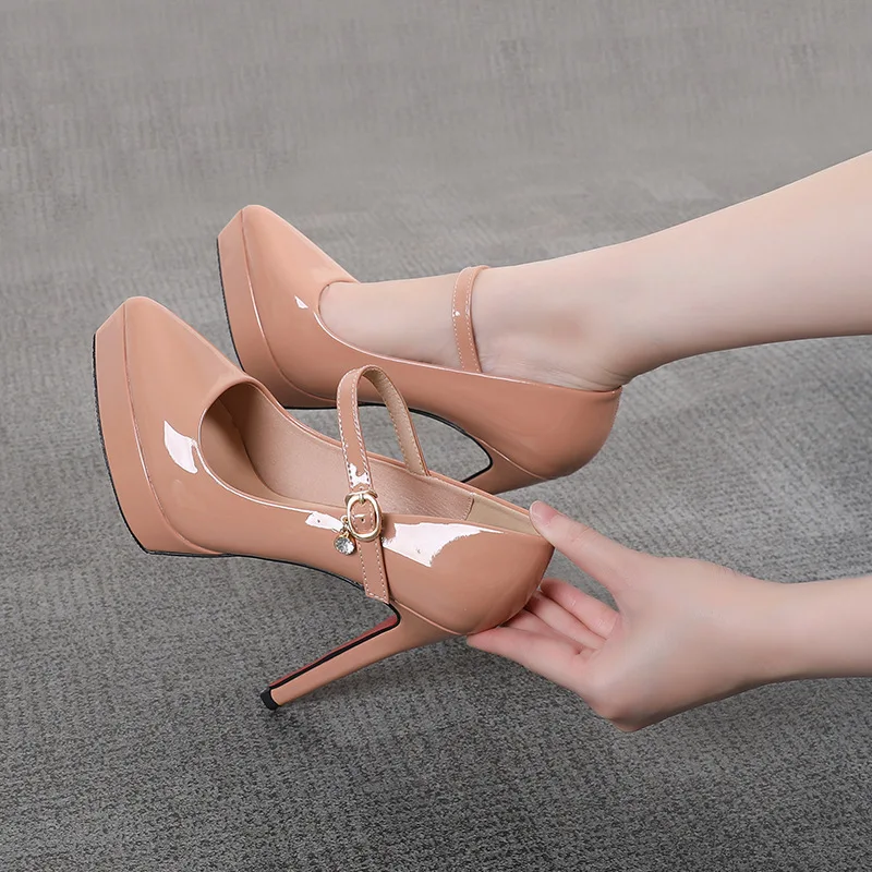 Осень 2023 г., женские непромокаемые сандалии на высоком каблуке с острым носком на платформе и тонком каблуке 12 см, пикантные сандалии на платформе для ночного клуба