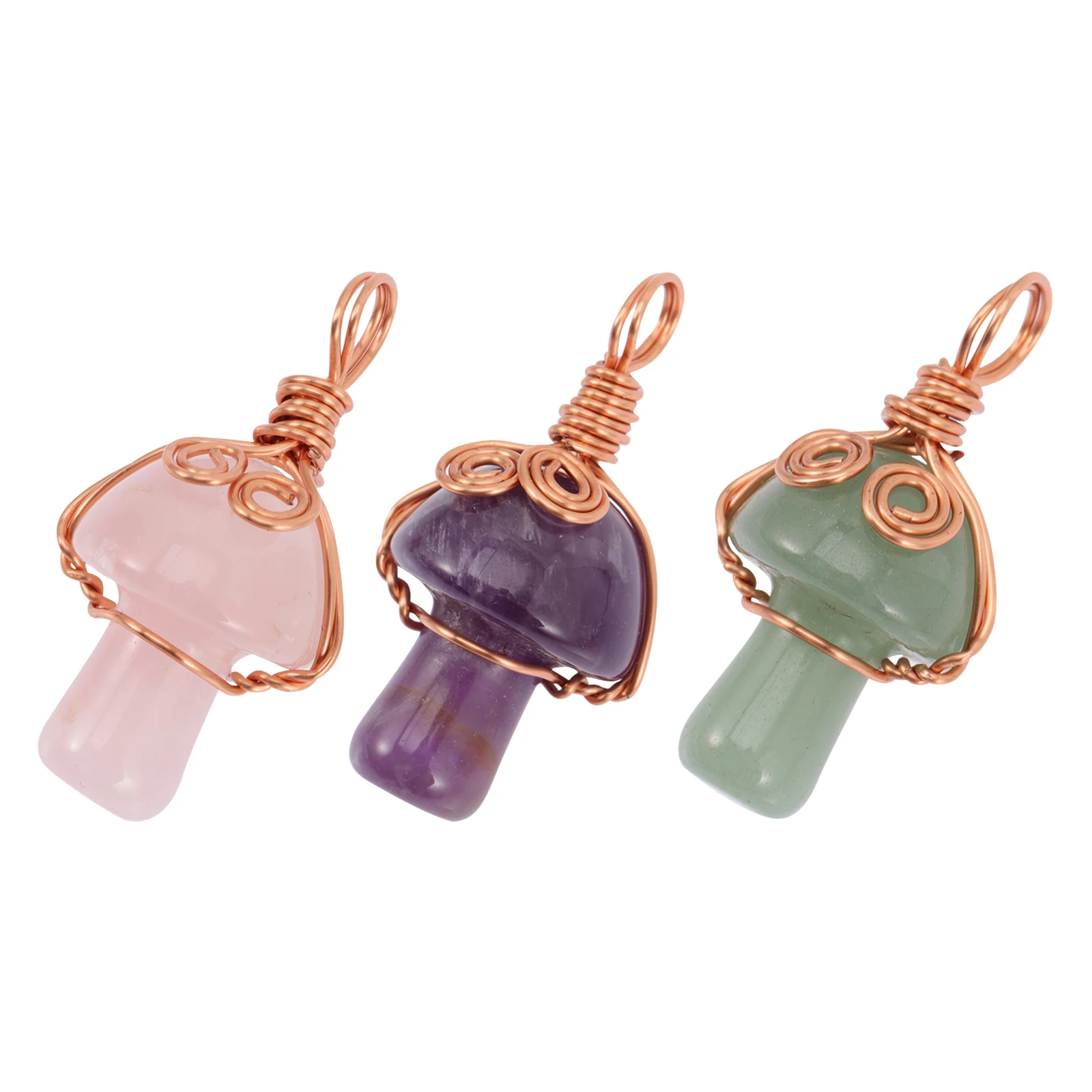 

3pcs Stone Pendant Necklace Charms Crystals For Jewelry Making Mushroom Jewelry Making Daily Life Gifts Christmas