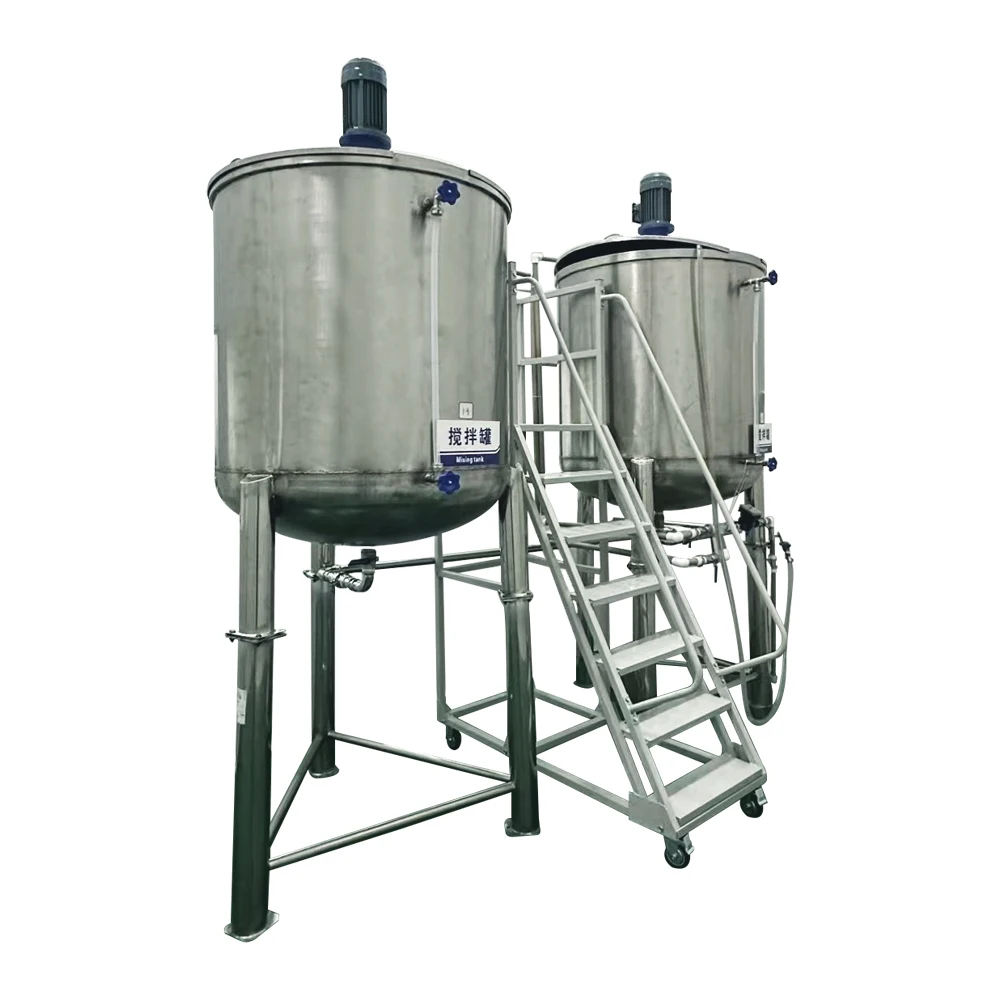 Stainless Steel 304 Liquid Soap Dishwashing Making Machine 1000L Heating Mixer Tank and Movable platform