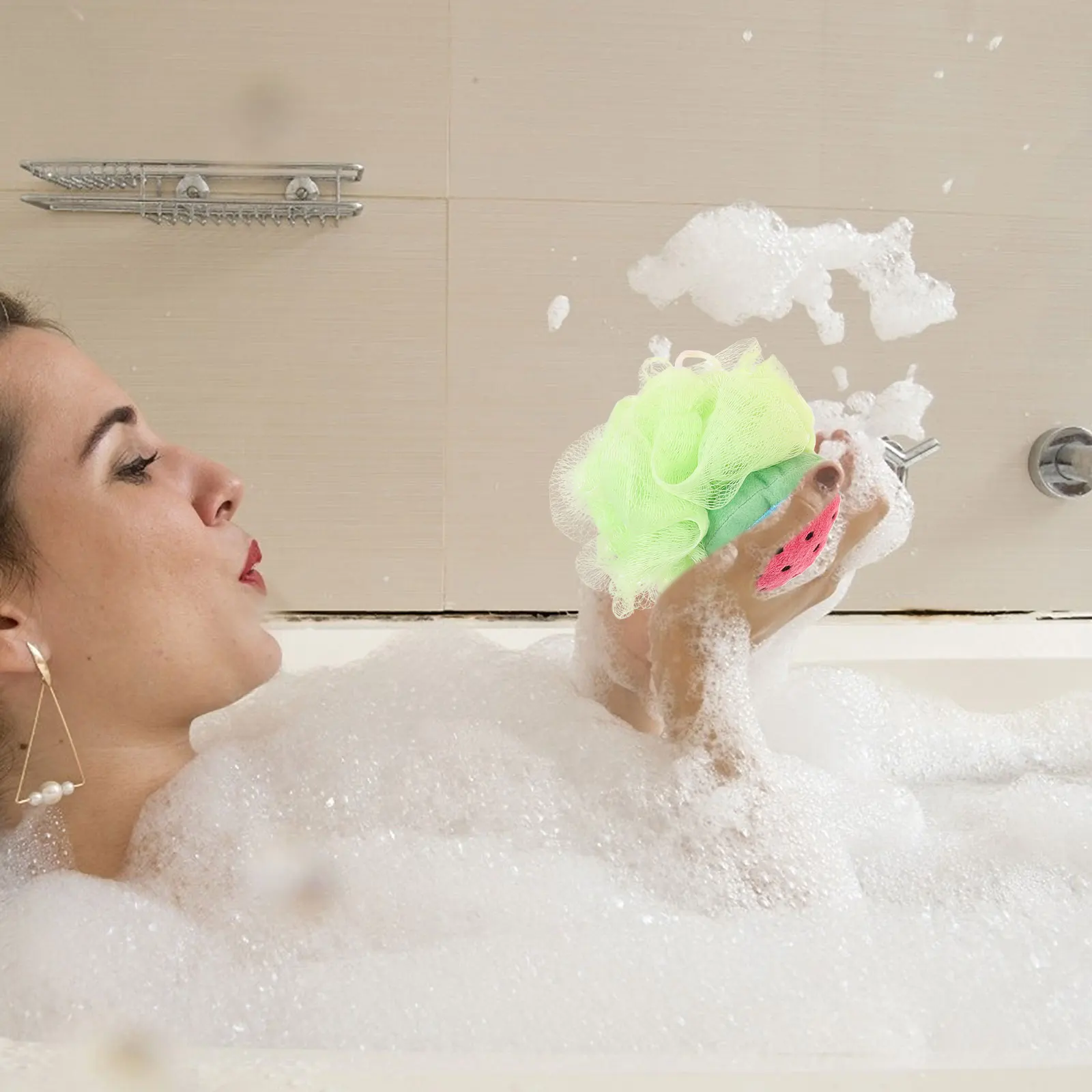 

6Pcs Sponge Lightweight Foaming Tools Shower Body Scrubbers Bathing Supplies PE Exfoliating Loofah Balls Storage