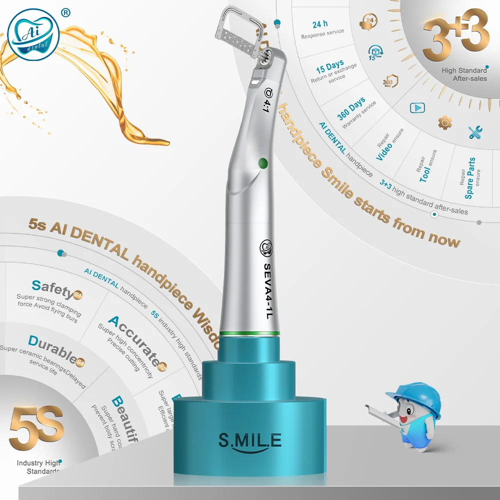 

AI DENTAL Smile Series SEVA4-1L Handpiece/Set Optic Dental 4:1 Orthodontic Handpiece Vertical Reciprocating with Single Spray