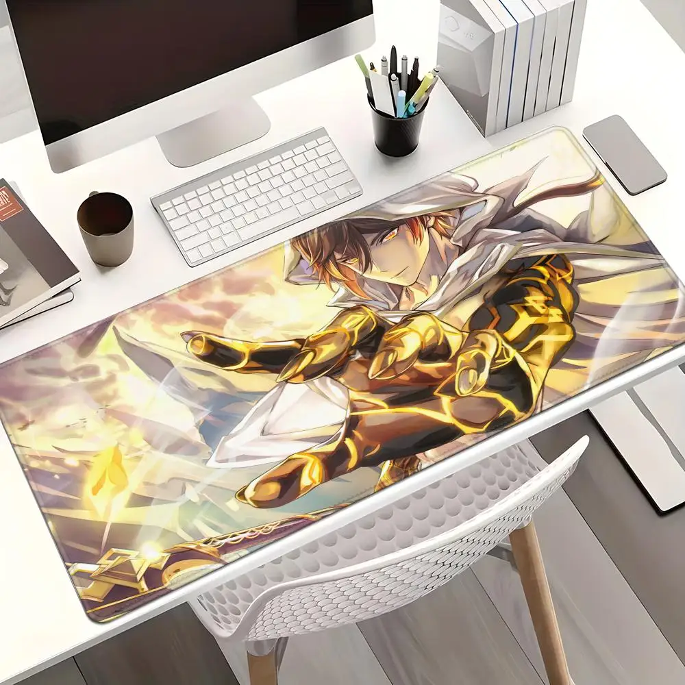 

Genshin Impact Zhongli Mouse Pad - XXL HD Geo Archon Print, Non-Slip Rubber Base, Stitched Edges Gaming Desk Mat for Fans Gamers