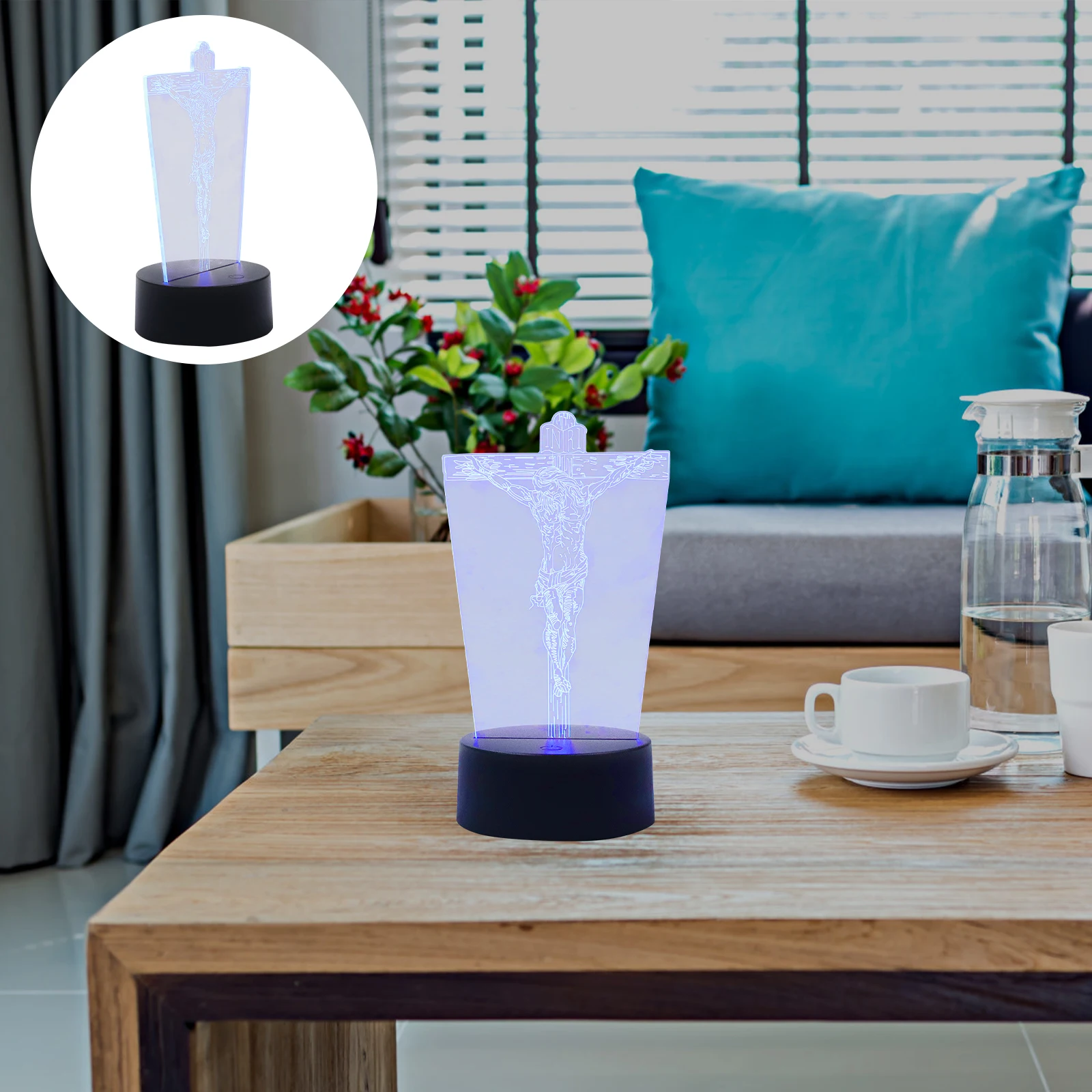 Luz de Jesús acrílica 3D, Usb para dormitorio, lámpara de noche acrílica, decoración del hogar, lámpara de noche pequeña, iluminación de estilo religioso