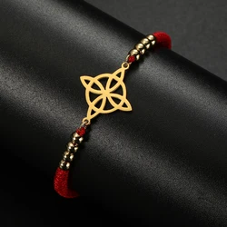 My Shape Witch Knot Bracelets for Women Celtics Knot Handmade Woven Rope Beads Wicca Amulet Witchcraft Stainless Steel Jewelry