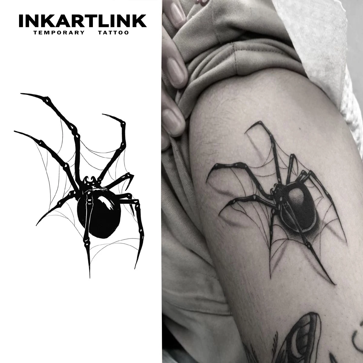 

Spider Temporary Tattoo Sticker, Realistic Waterproof Design, Semi-Permanent Lasts 15 Days, Scary Fake Tattoo for Halloween