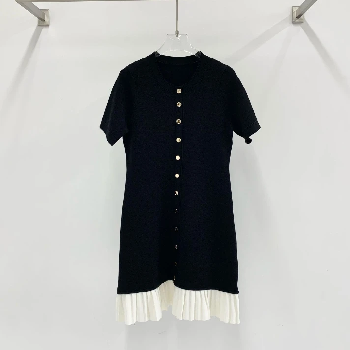 

Женское черное трикотажное платье с круглым вырезом, однобортное облегающее вечернее мини-платье