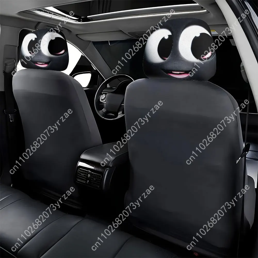 

Fun Big-Eyed Car Seat Headrest Cover (2pcs) Environmentally Friendly Headrest Protector Breathable Comfortable Vehicle Decor