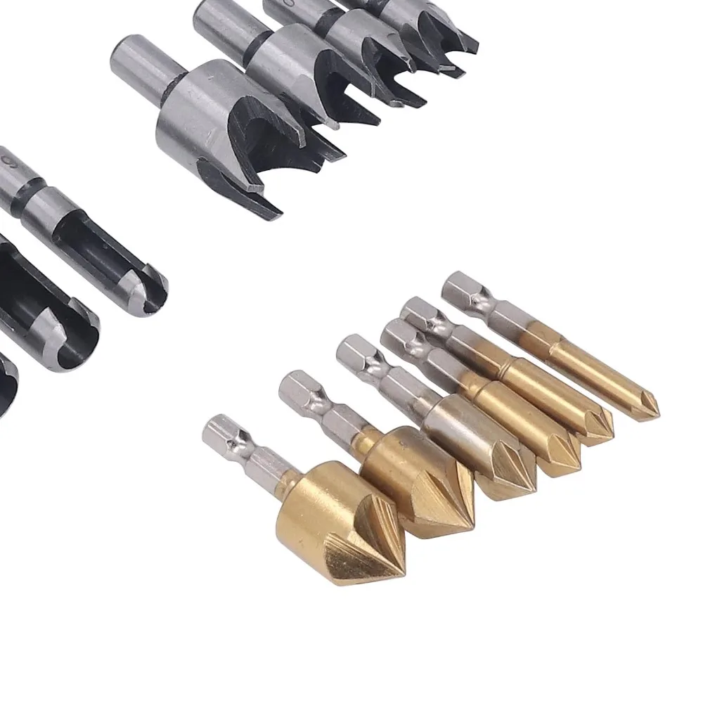 26pcs 6-Piece Countersink Bit Chamfer Drill Bit Set 7-Piece Pointed Countersink L-Wrench Included Countersink Drill Bit Set