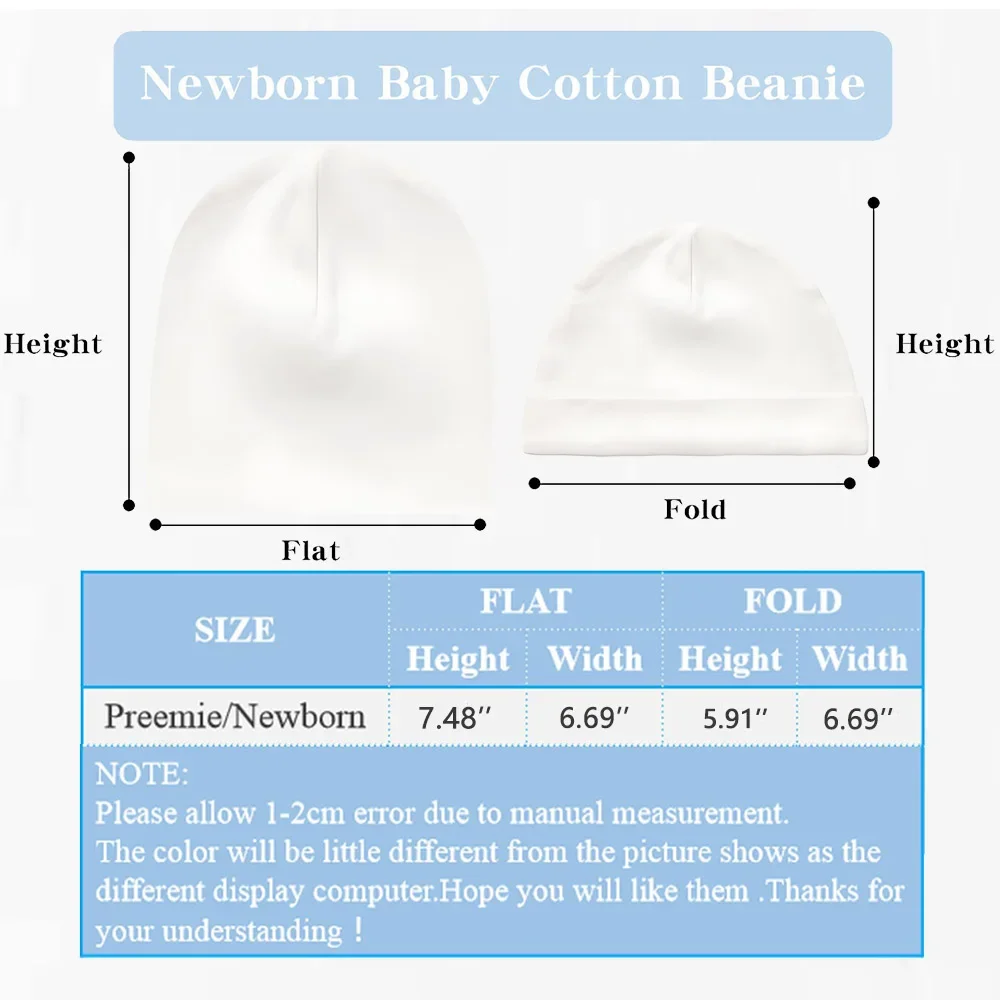 Personalize Newborn Hospital Hat Monogram Baby Girl Beanies Caps Infant Cotton Hats Custom Name Windproof Cap Baby Shower Gift